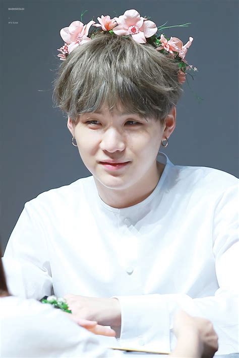 My Baby Looks So Adorable With That Flower Crown ☻ ☻ Bts Suga
