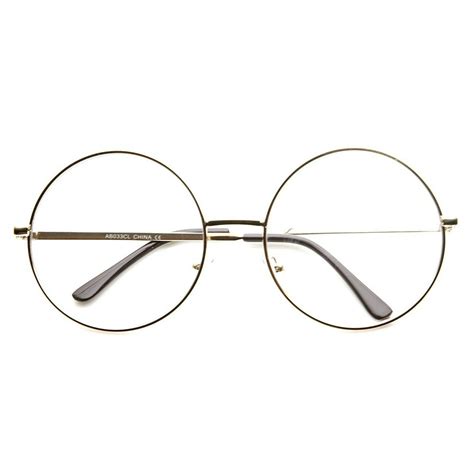 large oversized metal frame clear lens round circle eye glasses