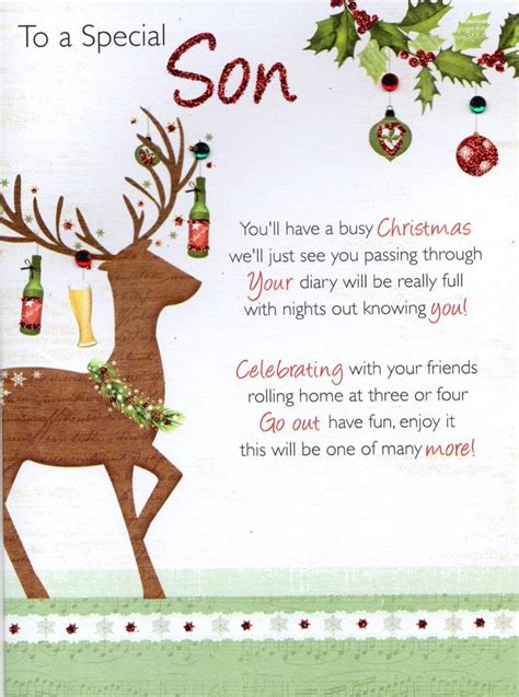 To A Special Son Christmas Greeting Card Traditional Cards Lovely Verse