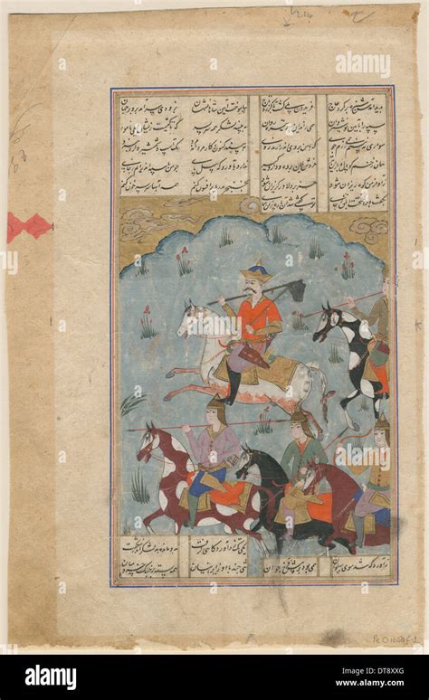 faridun leading the persians against the tyrant zahhak manuscript illumination from the epic