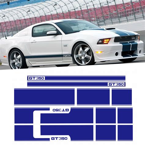 Set For Ford Mustang Gt350 Shelby Side Door Stripes Front Rear Bumper