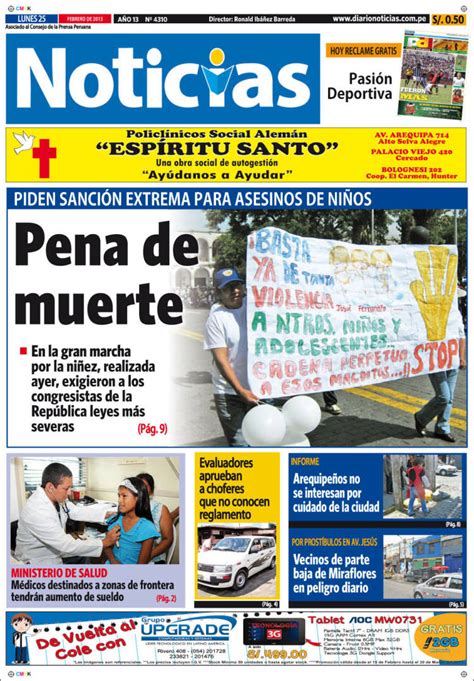 Periódico Diario Noticias Perú Periódicos De Perú Edición De Lunes
