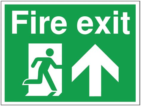 Durable Construction Site Fire Exit Sign With Up Arrow Safetyshop