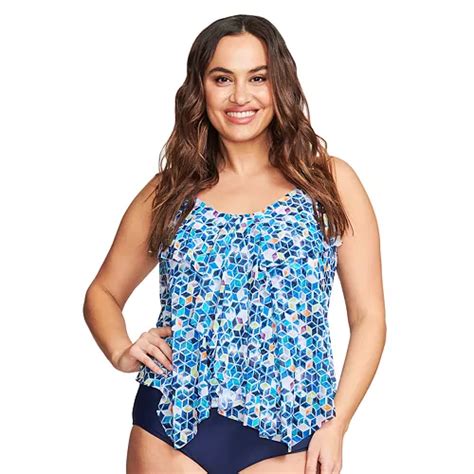 Plus Size Mazu Swim Tummy Slimmer Ruffled Tankini Top