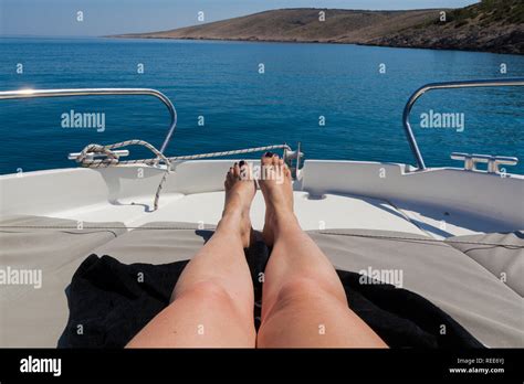 Young Woman Relaxing On Yacht Hi Res Stock Photography And Images Alamy