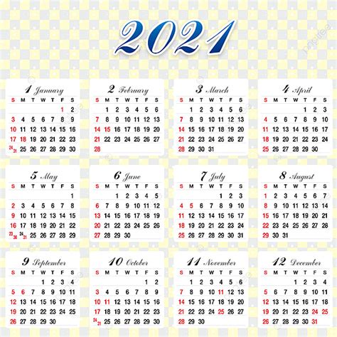 Vector 2021 Calendario Amarillo Descarga Gratuita De Plantilla En Pngtree