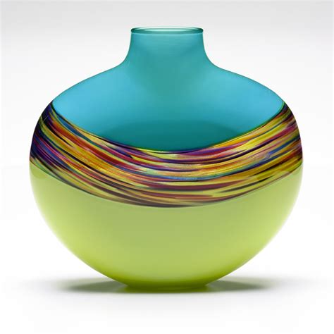 Banded Vortex Flat By Michael Trimpol And Monique Lajeunesse Art Glass Vase Artful Home