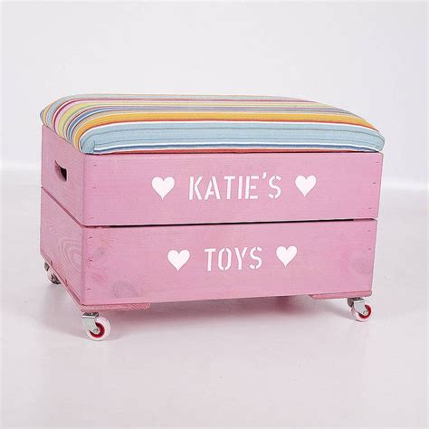 Personalised Wooden Toy Box With Padded Lid Personalised Wooden Toy