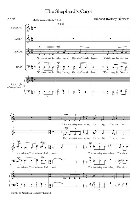 the shepherd s carol sheet music richard rodney bennett satb choir