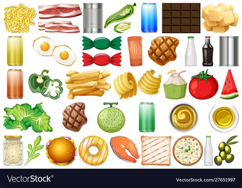 Set Isolated Objects Theme Food And Beverage Vector Image