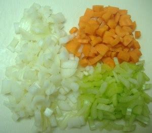It can also refer to whole fruit in jelly.the word macedoined means (of food), cut up or diced.the term is french, and comes from the country, macedonia, referring to the varied cultural mix and nationalities. Mirepoix - Cooking Clarified