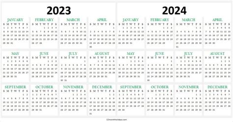 2023 2024 Two Yearly Calendar Template Printable Calendar Template