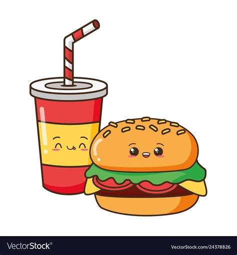 Kawaii Cartoon Fast Food Royalty Free Vector Image