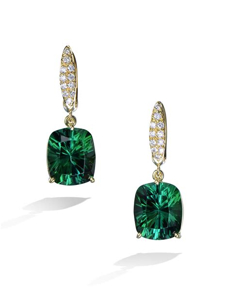 Green Tourmaline And Diamond Drop Earrings Turgeon Raine