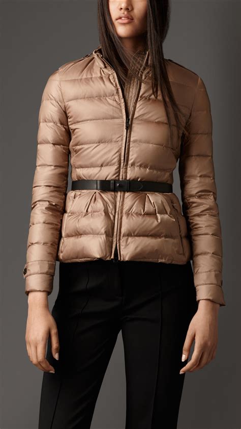 Burberry Belted Puffer Jacket In Natural Lyst
