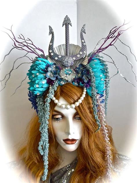 Mermaid Queen Headpiece Trident Crown Amphitrite Siren Etsy