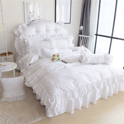 During your search for shabby chic bedding, you will inevitably run across roses. Shabby Chic White Ruffle #Bedding #Bedspread #Bedroom Sets ...