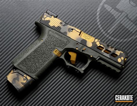 Custom Camo Glock 19 Pistol Cerakoted Using Graphite Black Tungsten
