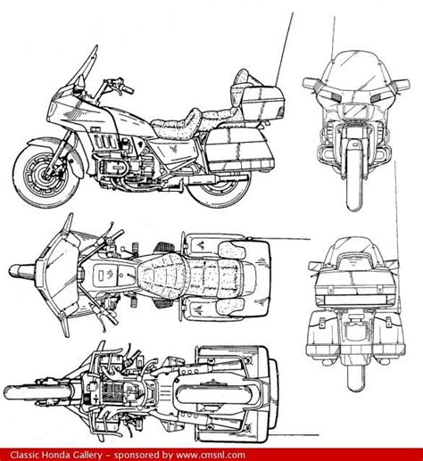 Honda Goldwing Technical Drawing Plan Goldwing Bike Drawing