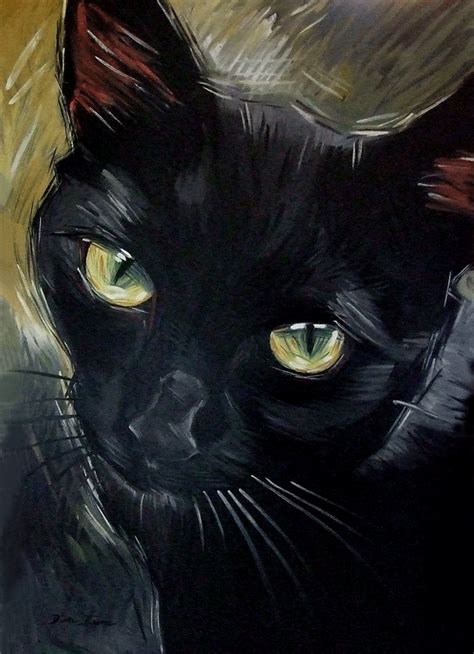 Paintings From The Parlor Large Black Cat Original Oil Painting By