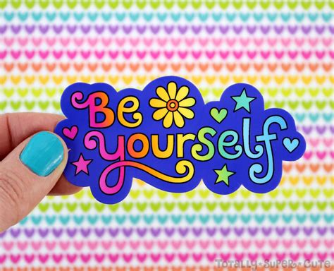 Be Yourself Rainbow Lettering Vinyl Decal Sticker Adorable Etsy