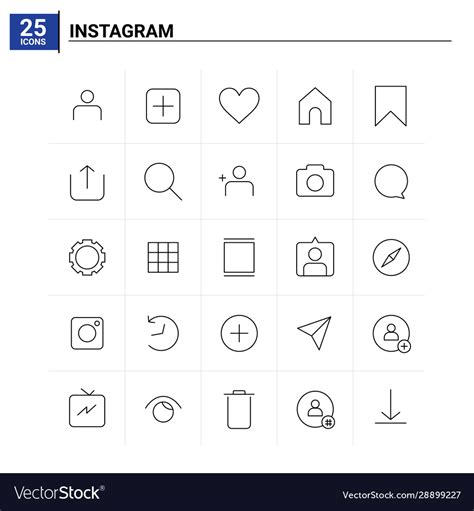 25 Instagram Icon Set Background Royalty Free Vector Image