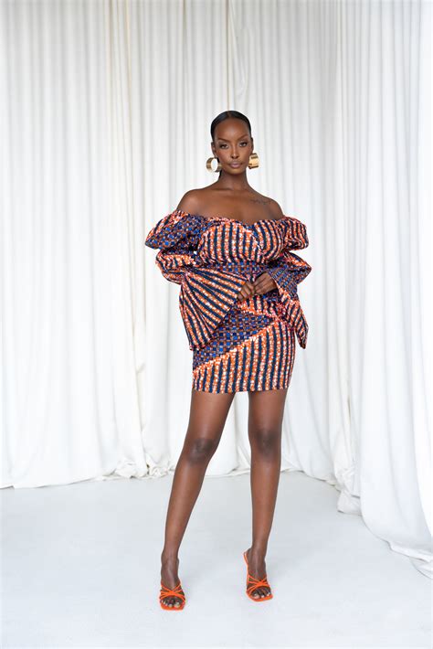 Fimi African Print Off Shoulder Puffy Sleeve Mini Dress Ofuure