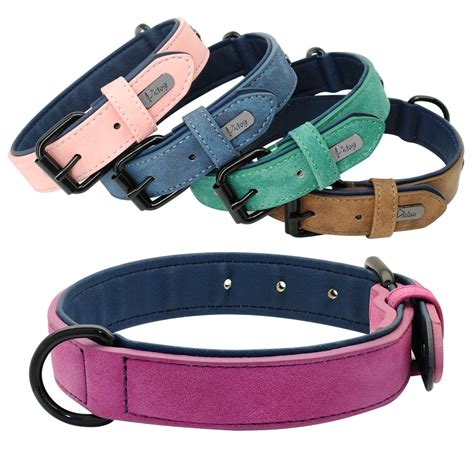 Genuine Leather Large Dog Collar Padded Durable Dog Collars Real