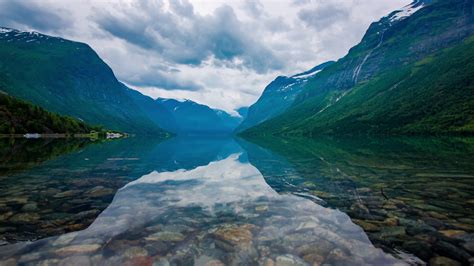 Beautiful Nature Norway Natural Landscape Lovatnet Lake Stock Video