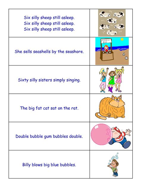 34 Free Tongue Twisters Worksheets
