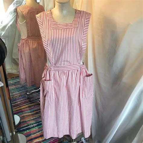 Vintage Candy Striper Uniform Pinafore Midi Dress Candy Striper Dress