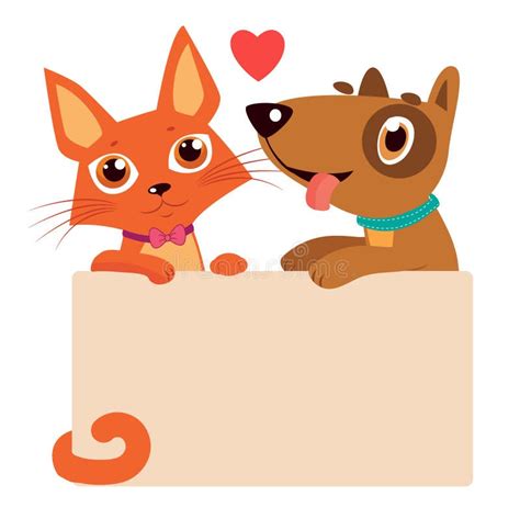 Happy Cat Dog Friendship Cartoon Best Friends Stock Illustrations 154