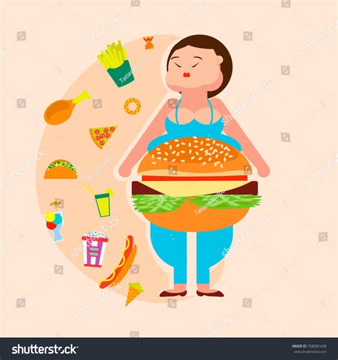 Obesity Infographic Template Junk Fast Food Stock Illustration