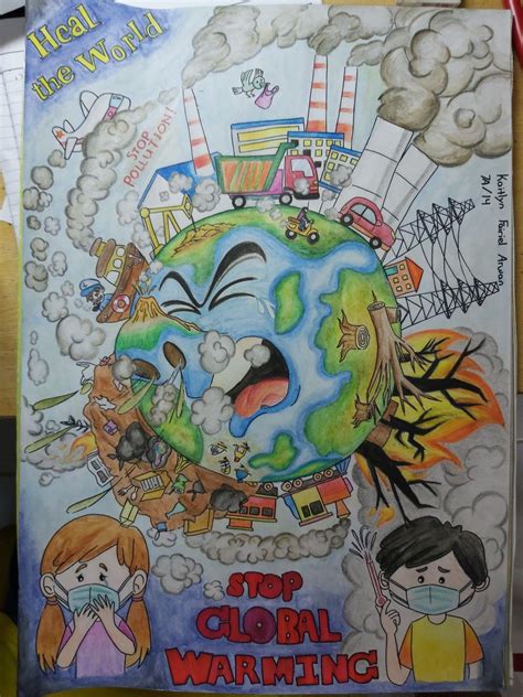Heal The World Stop Pollution Earth Art Drawing Earth Drawings Art