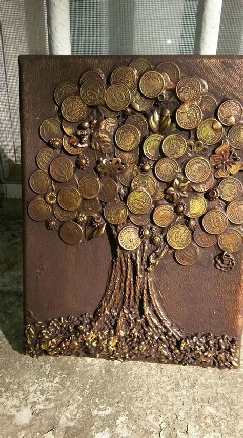 Kunst gemacht mit Münzen Münzen Baum Münzen Kunst Penny Art cool Dinge