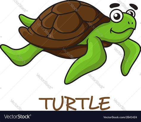 Cute Happy Cartoon Turtle Swimming Royalty Free Vector Image