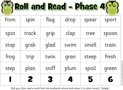 Letters And Sounds Phase 4 Words Roll And Read Activity Phonics Game