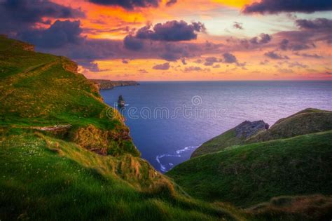 Amazing Cliffs Of Moher At Sunset In Ireland County Clare Stock Photo