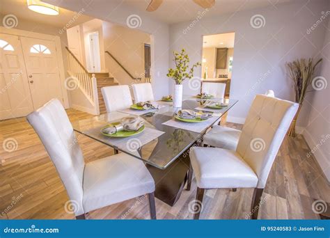 Dining Table In Model Real Estate California Home Stock Image Image