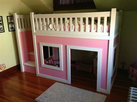 To get started, we cut the four 2x4x8's and four 2x6x8's to 80″ in length. Playhouse Loft Bed with Stairs | Playhouse loft bed with ...