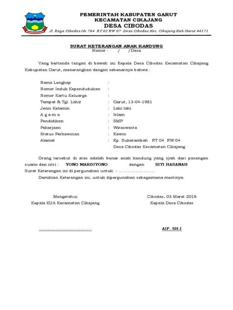 Aneka Contoh Surat Pernyataan Anak Kandung 70 Bagi Menulis ...