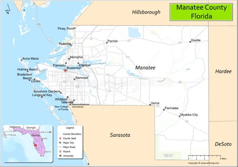 Map Of Manatee County Florida Showing Cities Highways And Important