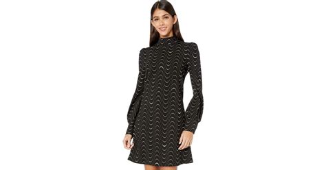 Kate Spade Synthetic Wavy Dot Ponte Dress In Black Save 26 Lyst