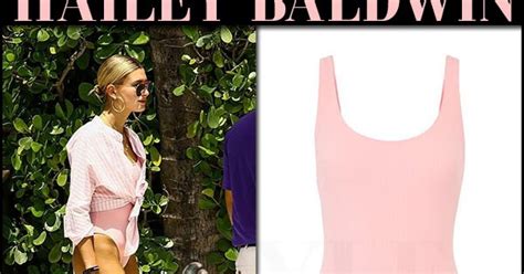 Hailey Baldwin In Pink One Piece Swimsuit In South Beach On June 10 ~ I