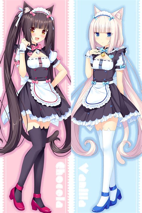 Neko Para Chocola And Vanilla Cute Ears Maid Anime Dakimakura Hug Body Pillow Case Ebay