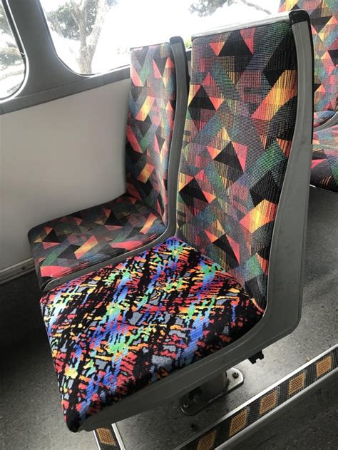 A Bus Seat With Two Different Classic Upholstery Patterns R
