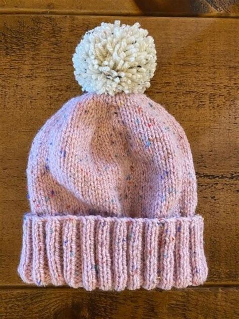 Cosy Hand Knitted Adult Bobble Hat In Wool Mix Aran Tweed Etsy