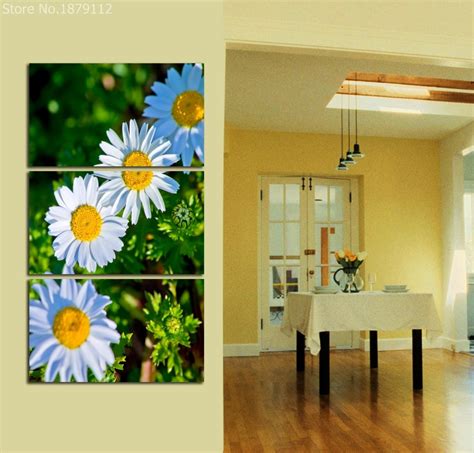 Frameless Canvas Painting White Daisy Flower Design Home Decor Print