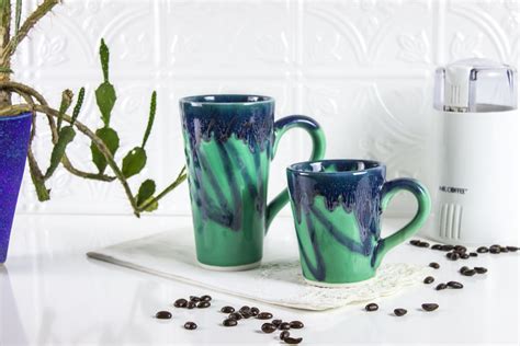 Ceramic Coffee Mug Blueroompottery Aqua Mint Colorful Cute Etsy