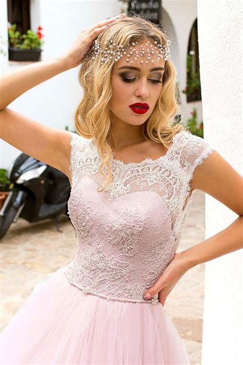 Pink Round Neck Tulle Lace Long Prom Dress Pink Evening Dress Pink Evening Dress Pink Prom